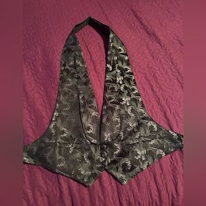 Tux vest black and gray vest - small- adjustable at waist & neck